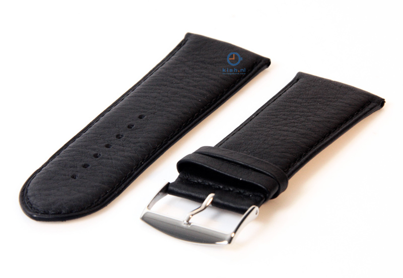 Horlogeband 30mm zwart leer