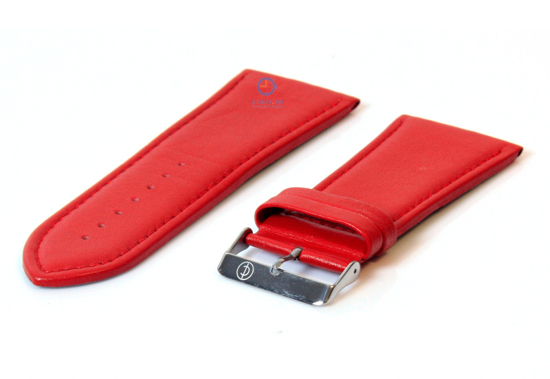 Horlogeband 40mm glad rood leer