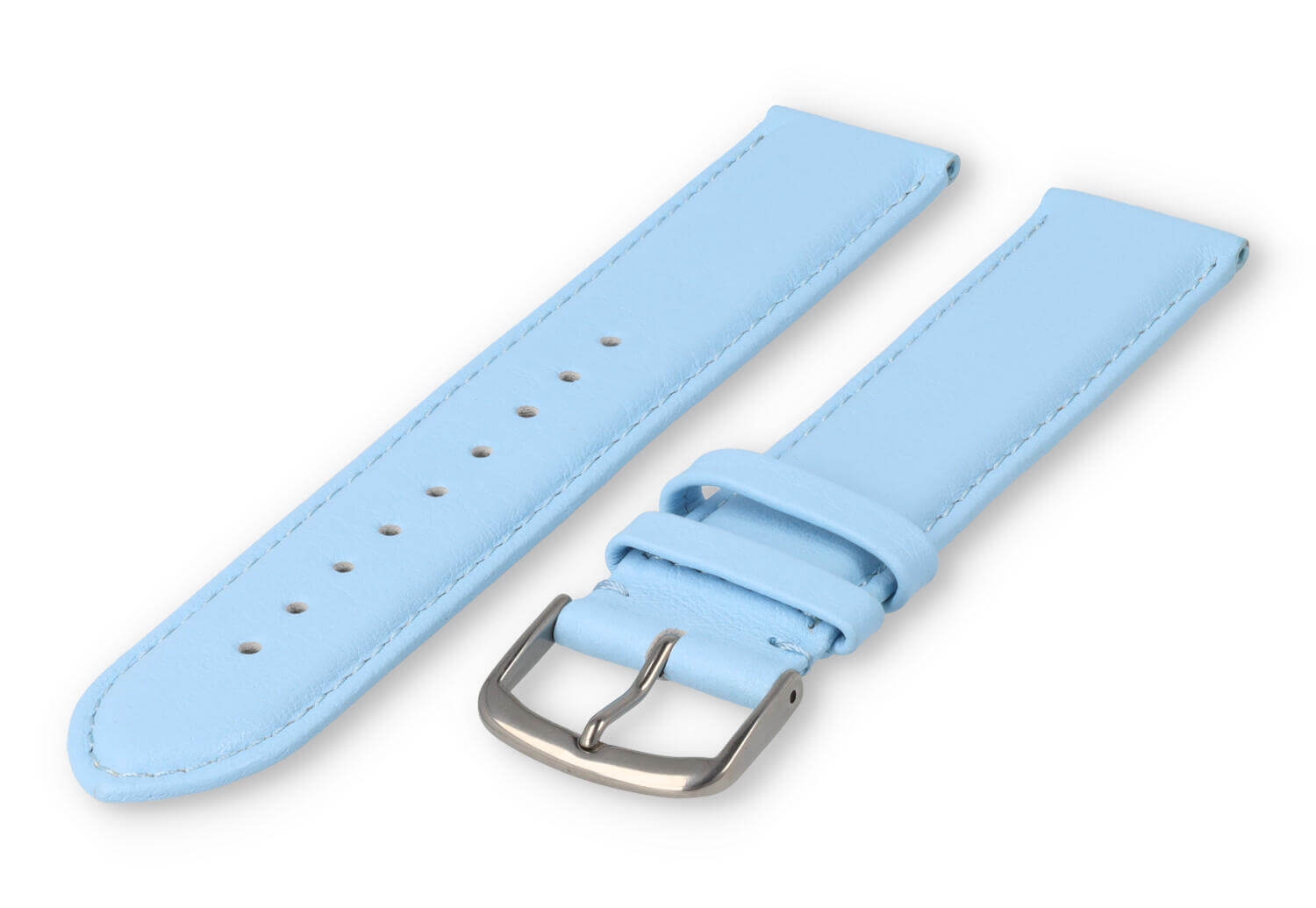 XL horlogeband glad leer - 20mm - ijsblauw