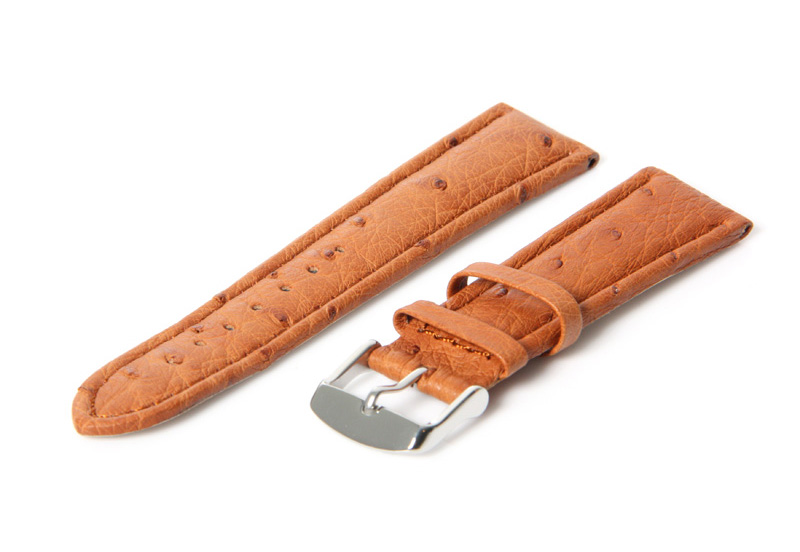 Horlogeband 20mm bruin struisvogel