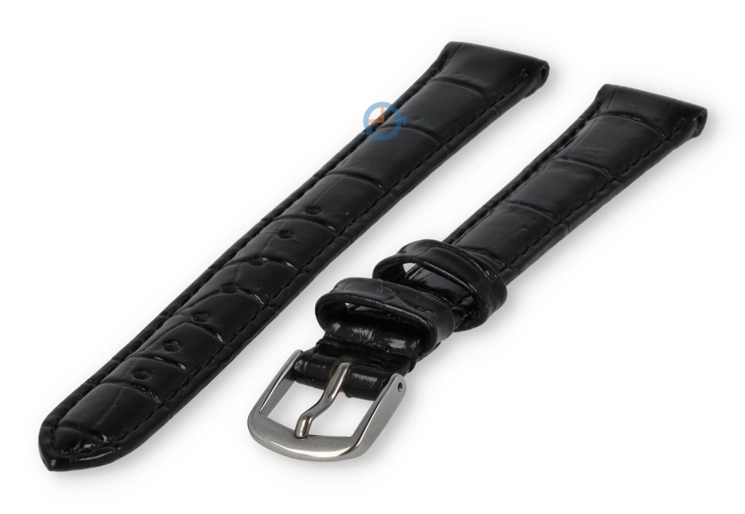XL horlogeband van leer - 14mm - zwart