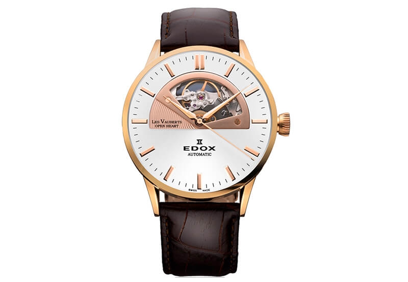 Edox Les Vauberts 85014 Horlogeband Bruin Croco