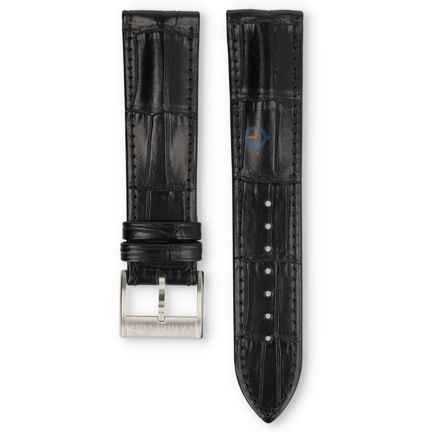 Hamilton horlogeband H32596751 - zwart leer