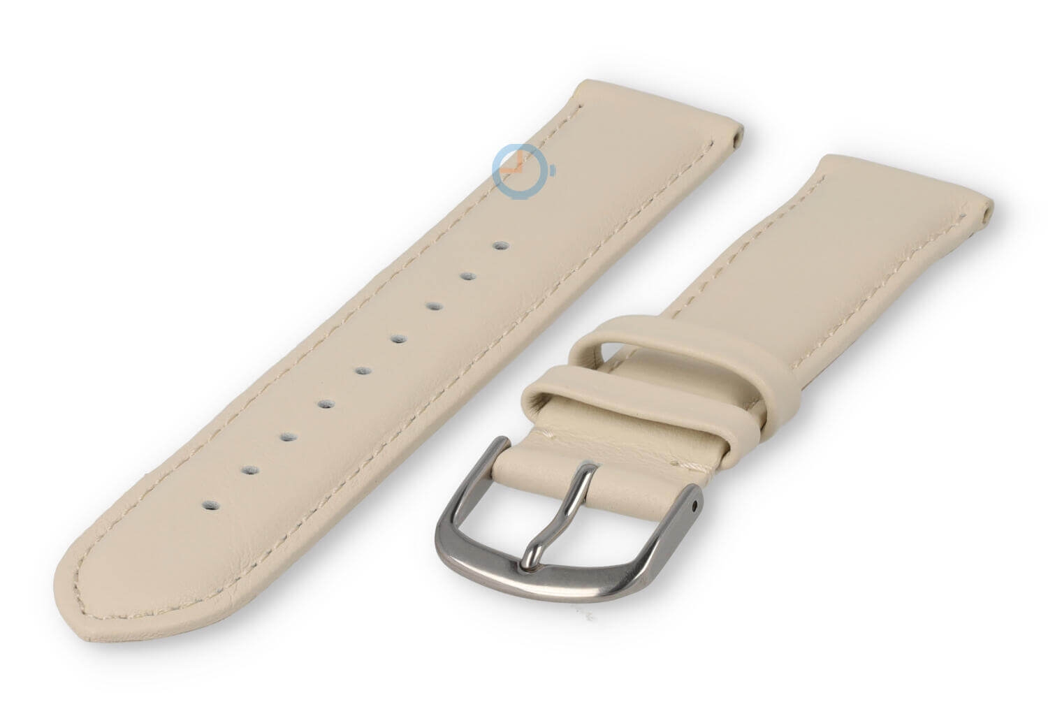 18mm horlogeband glad leer - creme