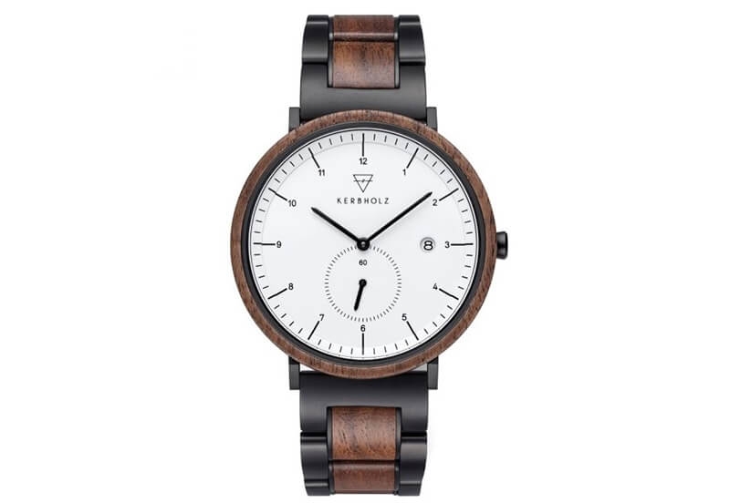 Kerbholz Anton horlogeband - Walnut Black Steel