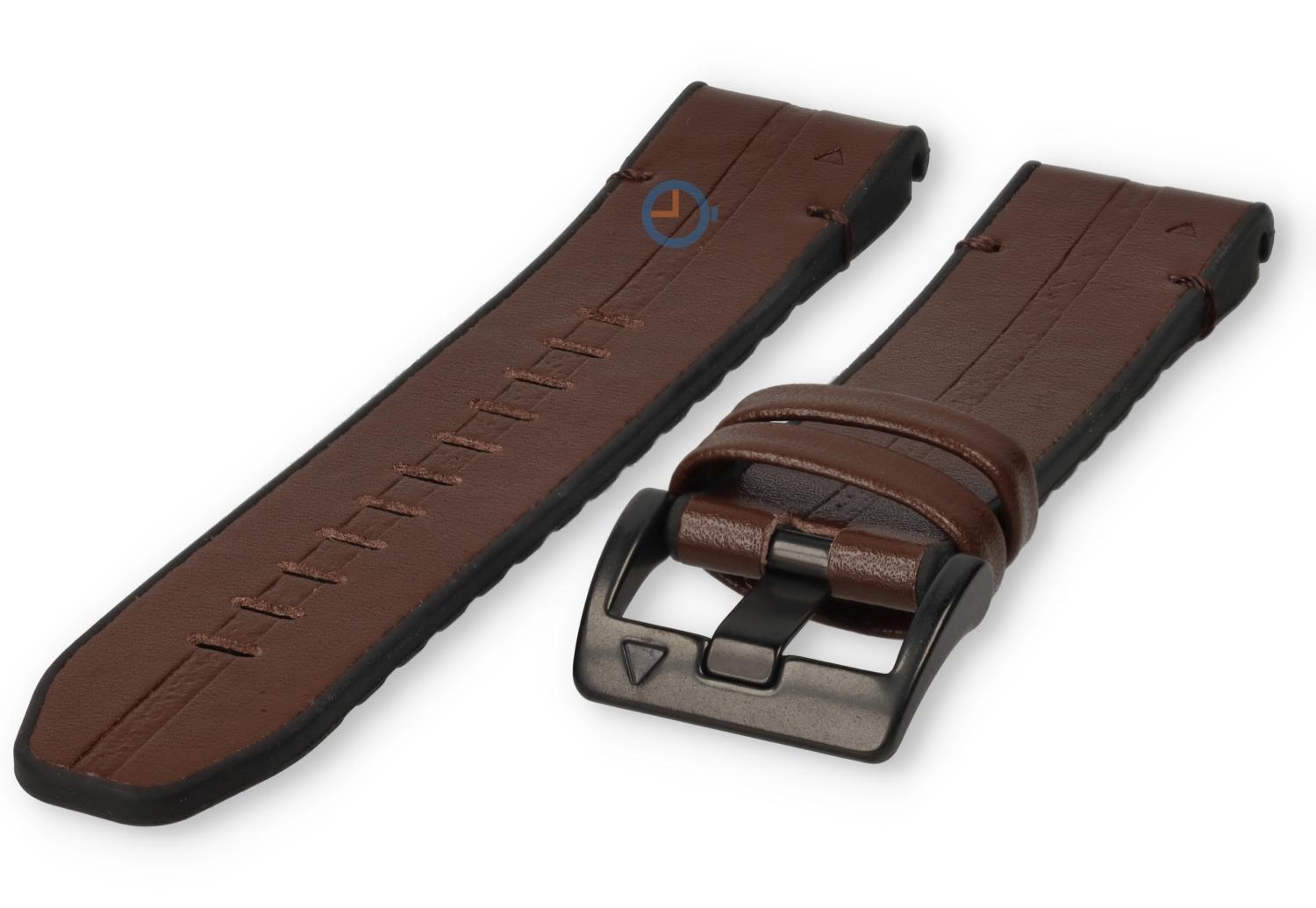 Hybrid bandje - siliconen/leer - 26mm - bruin