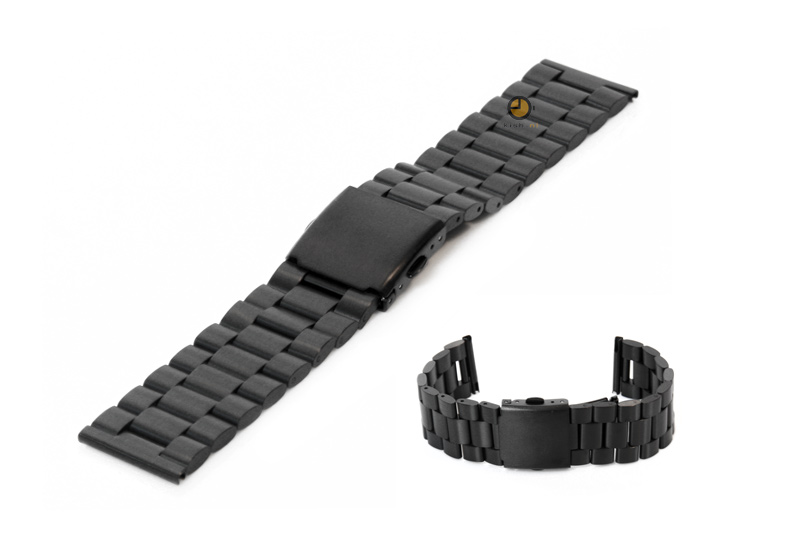 Horlogeband 23mm zwart staal mat