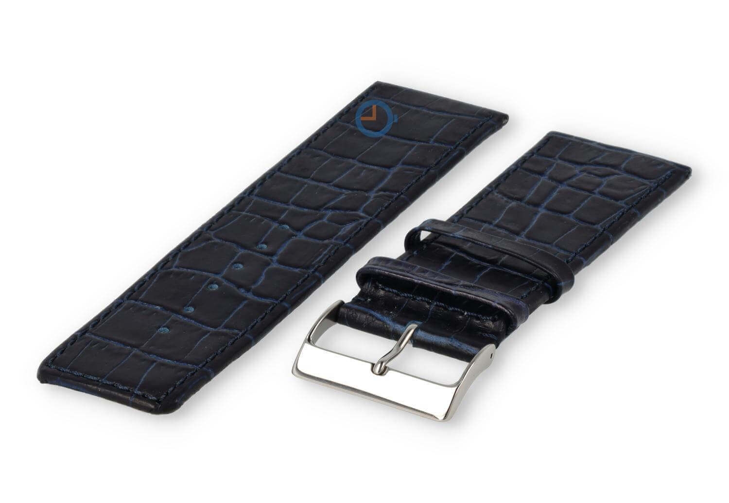 Luxe croco horlogeband - 30mm - donkerblauw