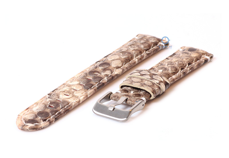 Gisoni Horlogeband slangenleer 24mm bruin XL
