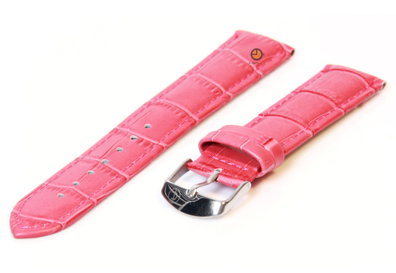 Horlogeband 18mm fuchsia leer kroko