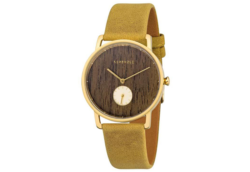 Kerbholz Frida horlogeband walnut/mustard