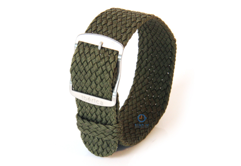 Horlogeband 22mm perlon donkergroen