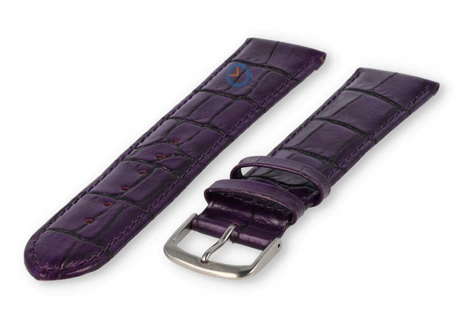 Extra lange horlogeband croco - 20mm - aubergine