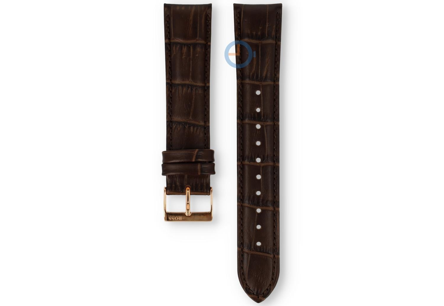 Hugo Boss 20mm horlogeband - donkerbruin crocoleer