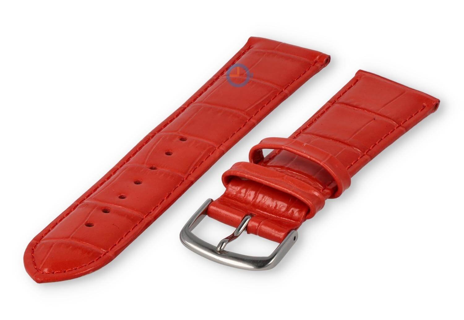 Leren horlogeband croco - 20mm - rood