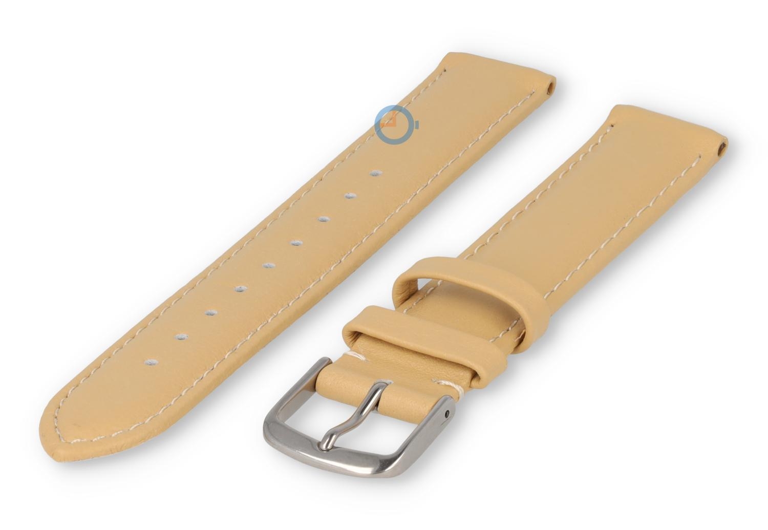 16mm horlogeband glad leer - vanille