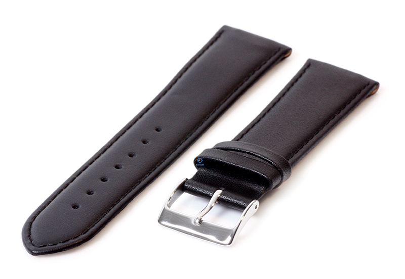 Clip horlogeband 22mm - leer zwart