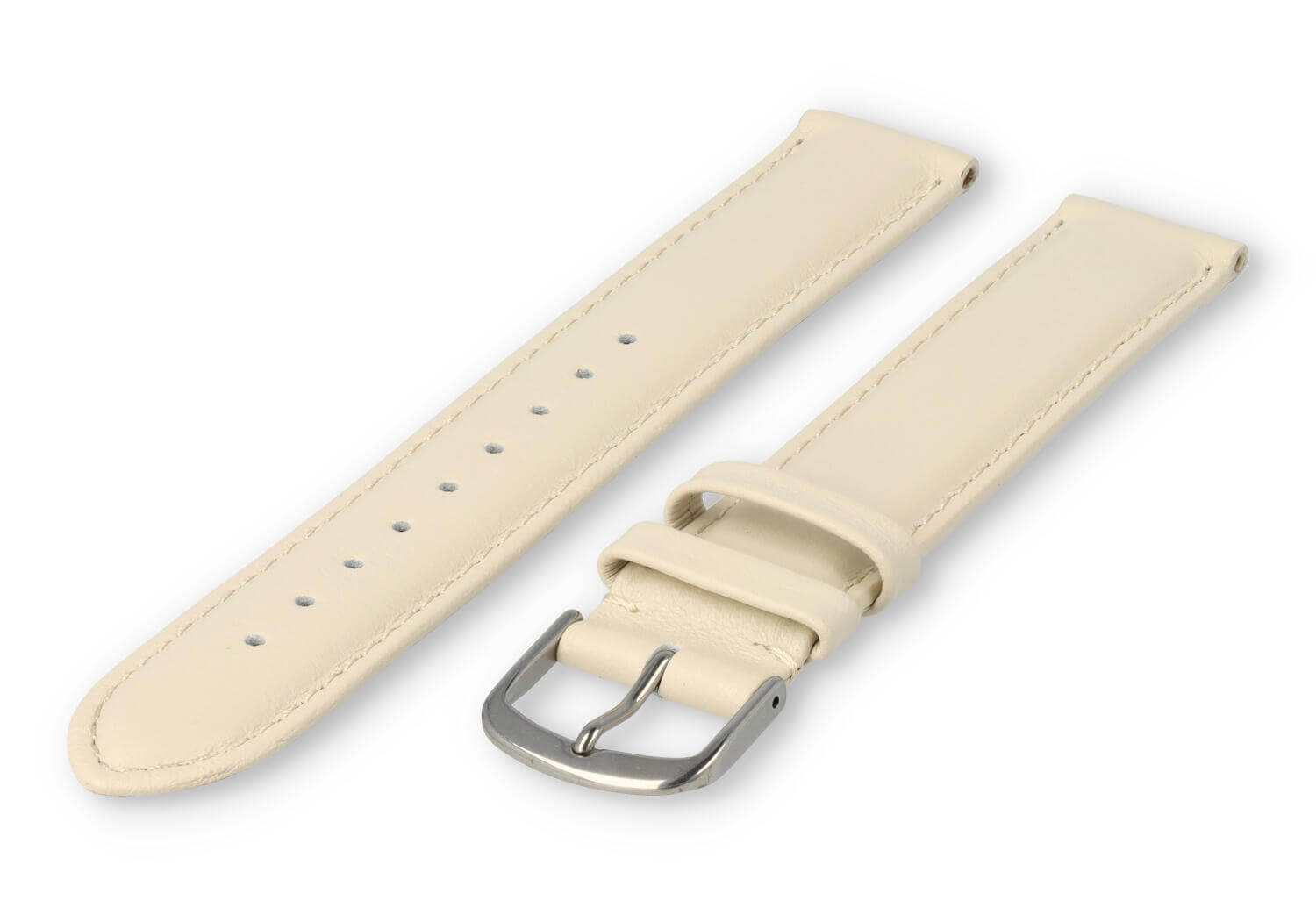 XL horlogeband glad leer - 18mm - creme