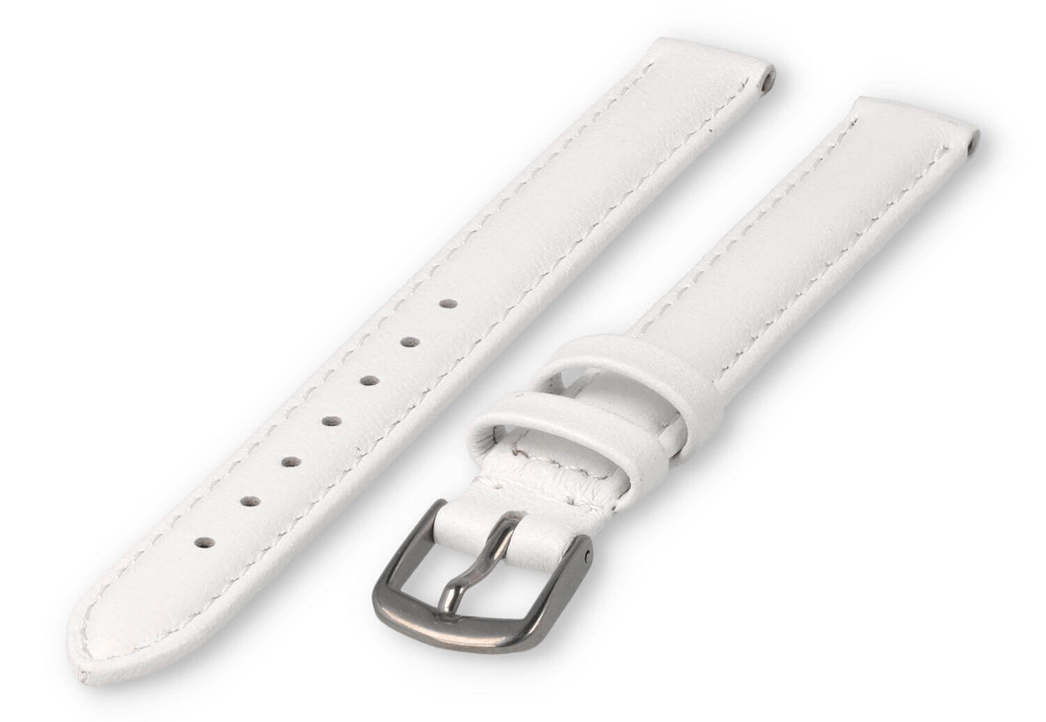 XL horlogeband glad leer - 12mm - wit