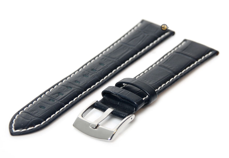 24mm horlogeband van leer - midnight blue