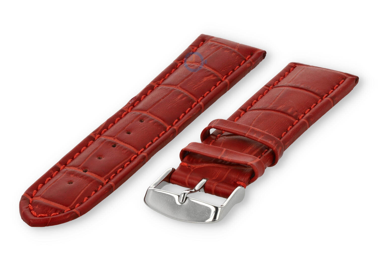 Krachtige horlogeband van kalfsleer - 24mm - rood