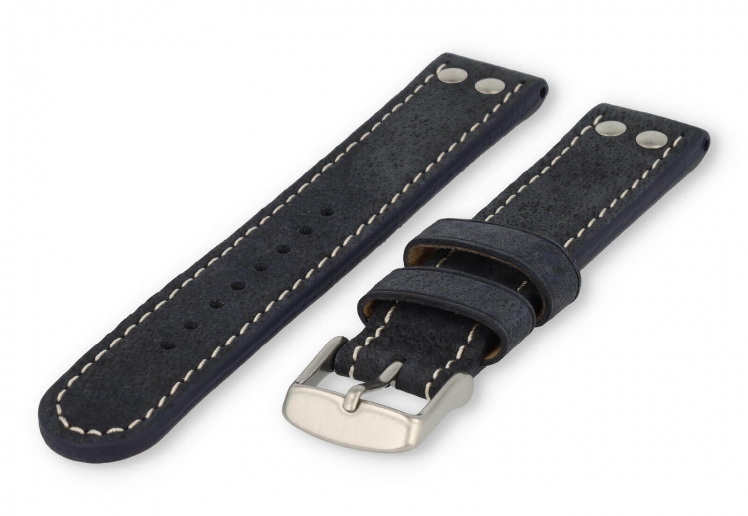 Flieger horlogeband 18mm marineblauw leer