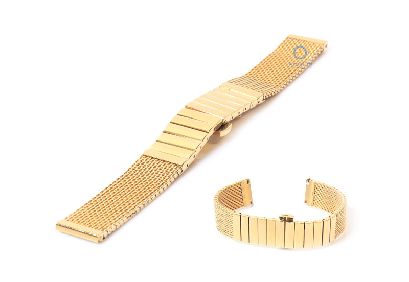 Horlogeband 22mm milanees mat goud