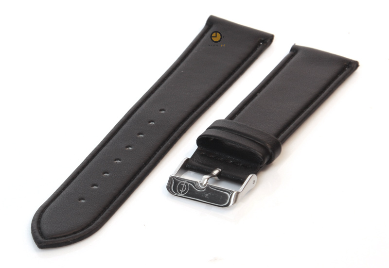 Horlogeband 22mm zwart leer