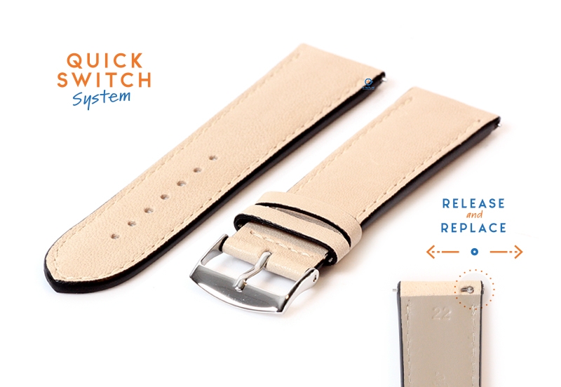 Horlogeband 22mm beige