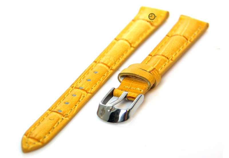 Horlogeband 12mm kroko leer geel