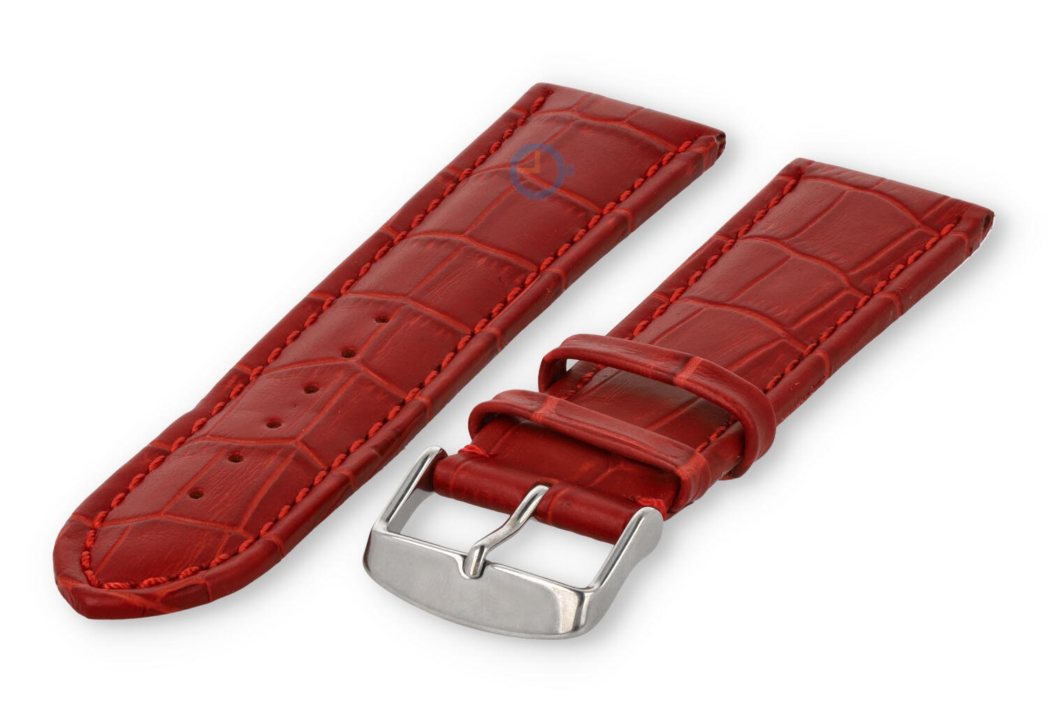 Krachtige horlogeband van kalfsleer - 28mm - rood