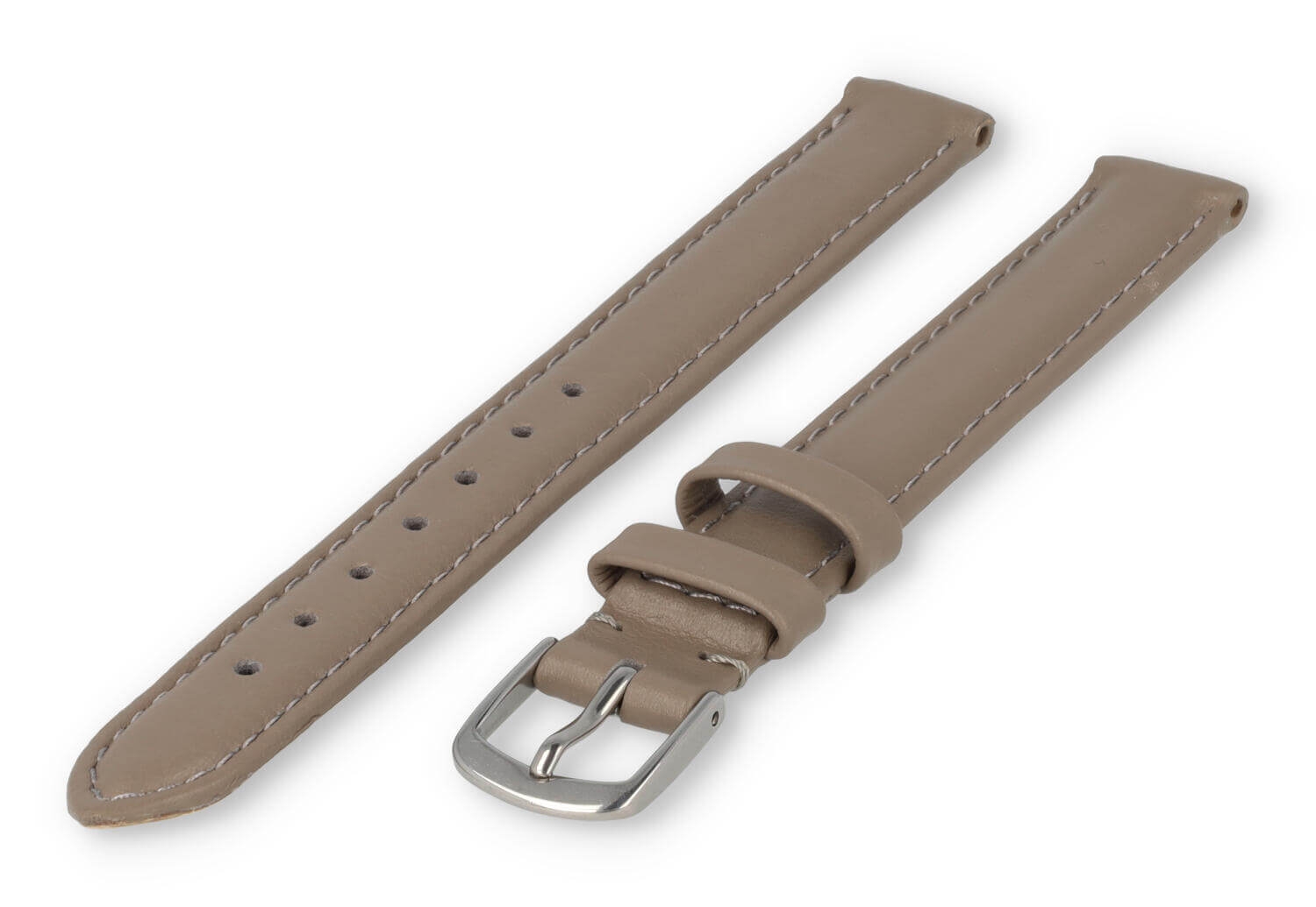XL horlogeband glad leer - 12mm - taupe