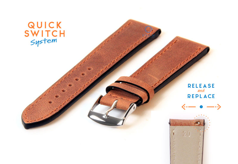 Horlogeband 20mm kalfsleer bruin