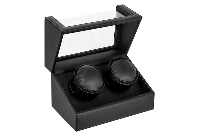 Watchwinder 2 horloges zwart leer