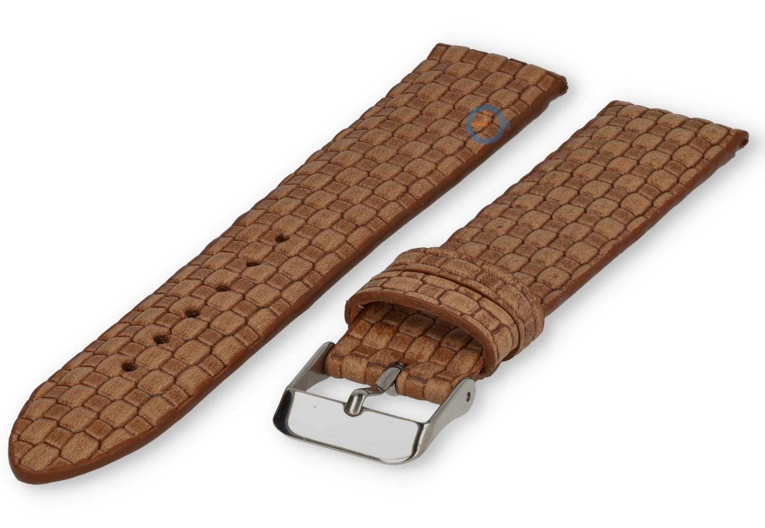 Geweven leren horlogeband - 22mm - bruin