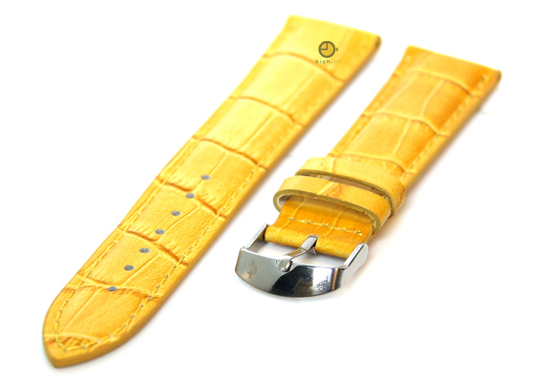 Horlogeband 18mm kroko leer geel