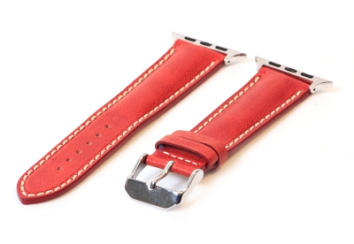 Apple Watch bandje leer steenrood - 44/45/46/49mm
