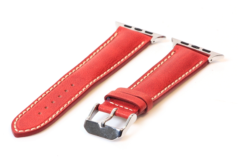 Apple Watch bandje leer steenrood - 44/45/46/49mm