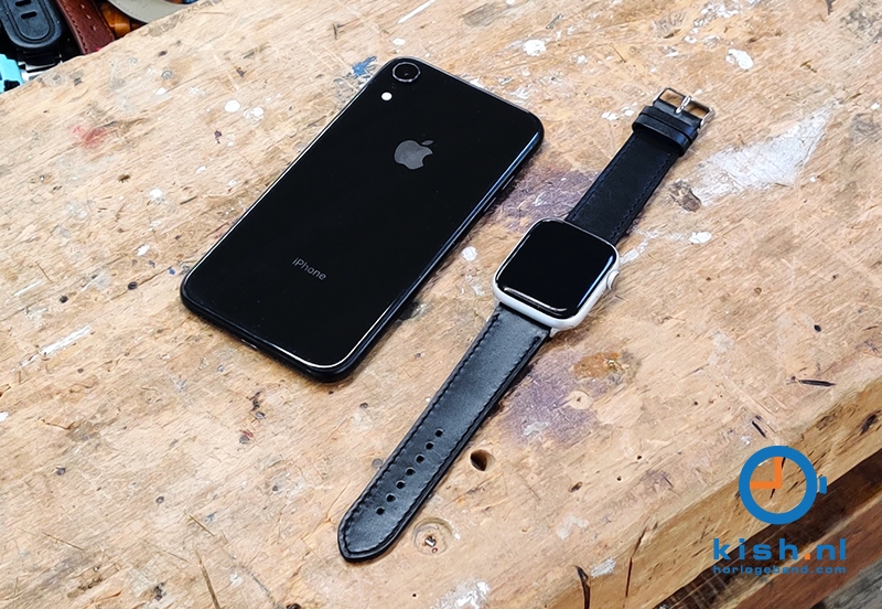 Apple Watch bandje kalfsleer matzwart - 42/44/45mm