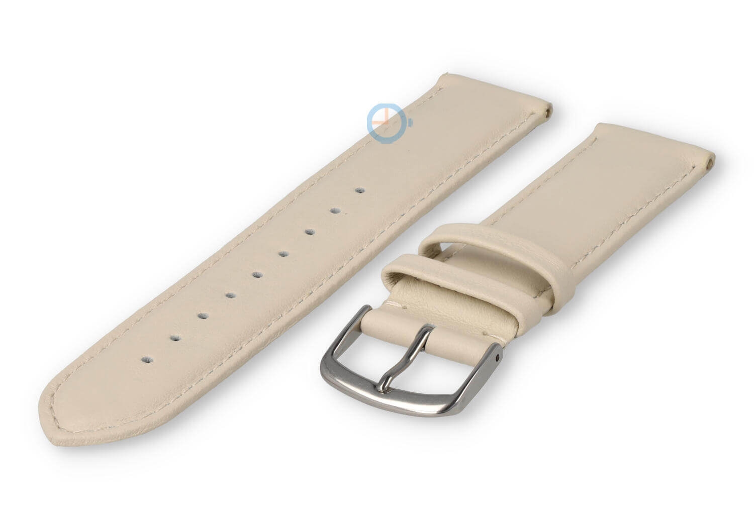 20mm horlogeband glad leer - creme