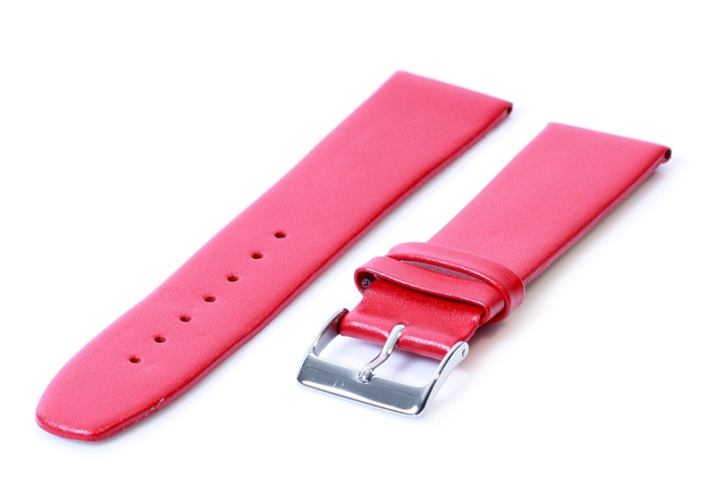Naadloze horlogeband 22mm nappaleer - rood