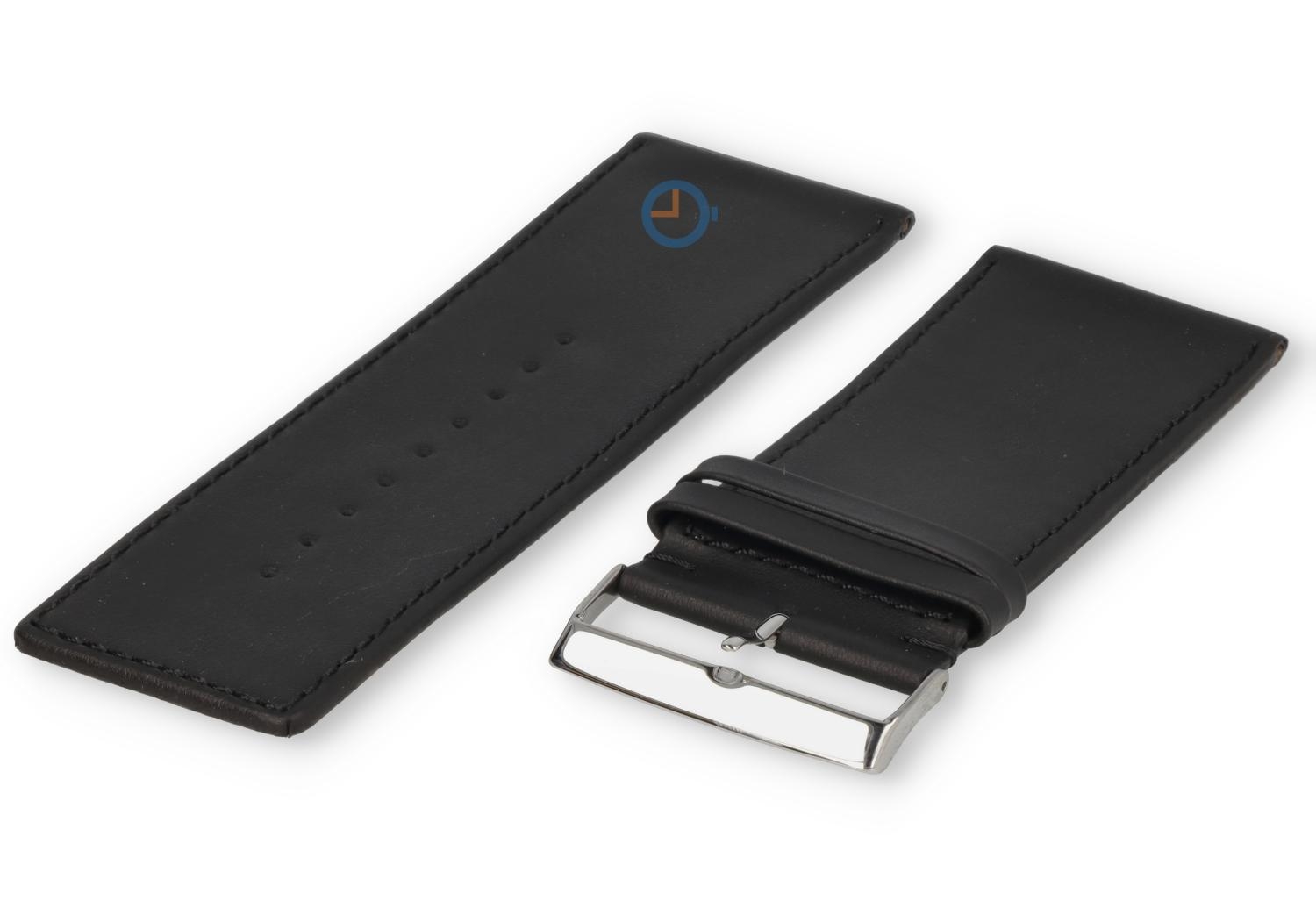 Glad leder horlogeband - 36mm - zwart