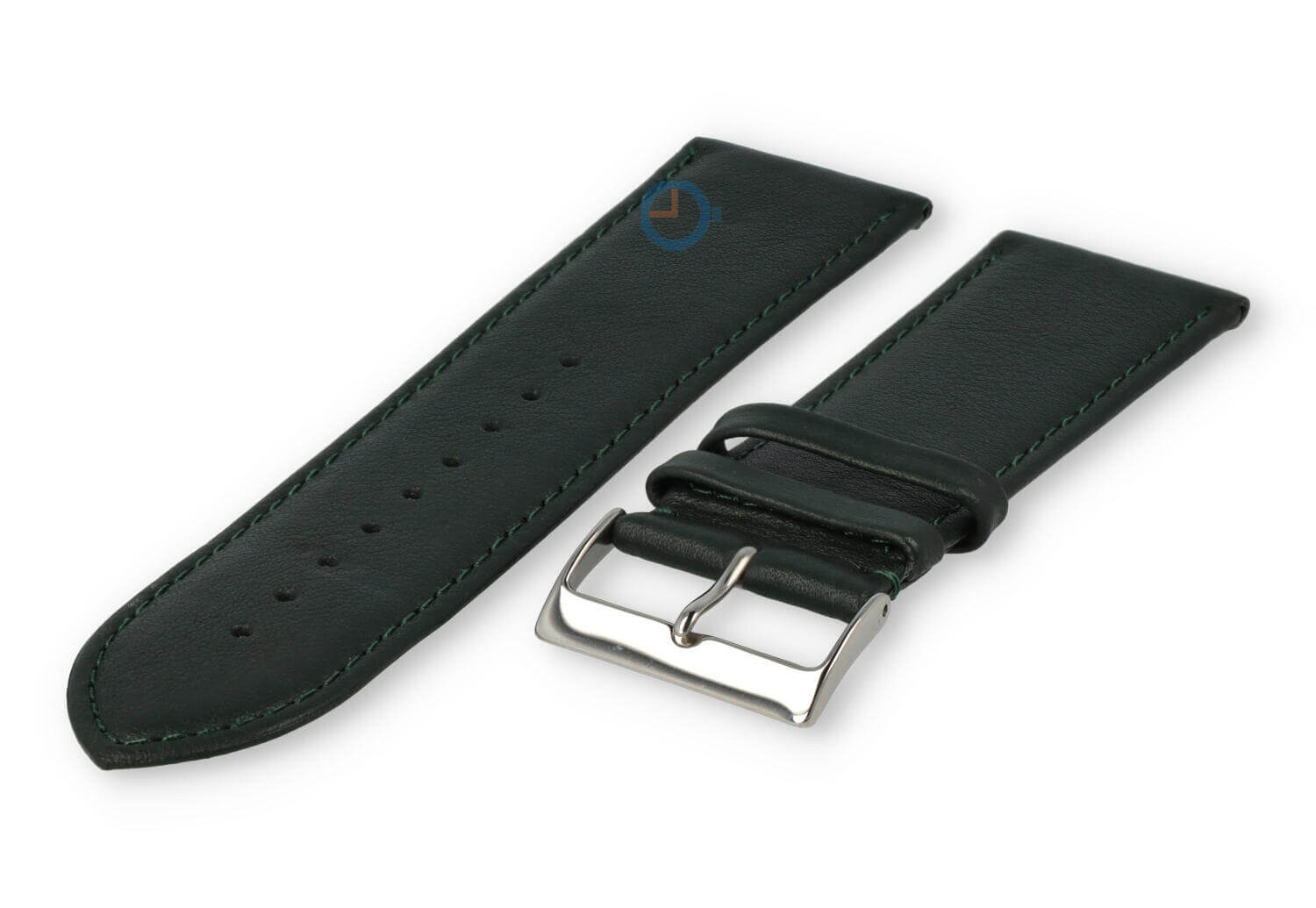 26mm horlogeband glad leer - donkergroen