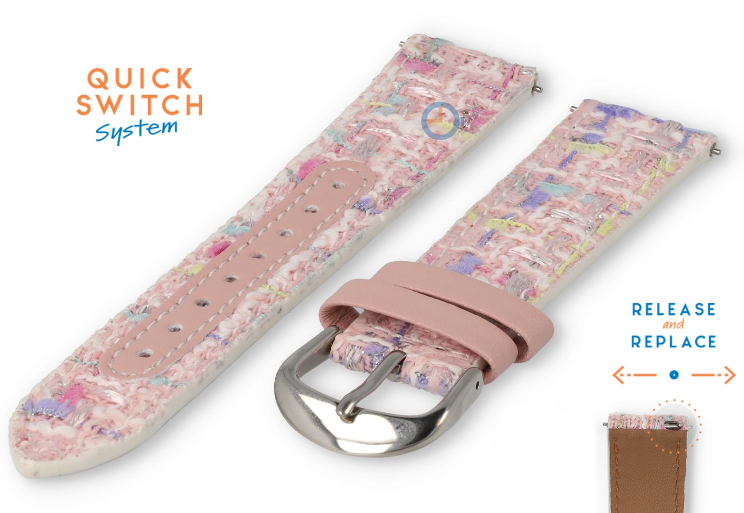20mm stoffen horlogeband - crazy pink