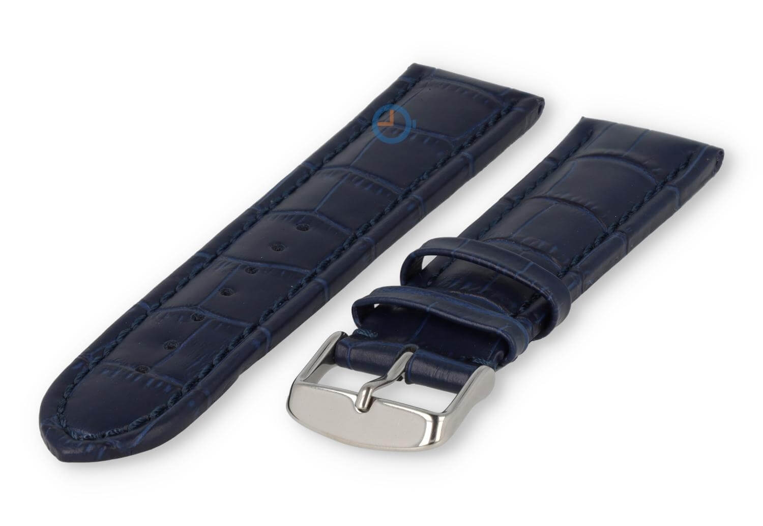 Krachtige horlogeband van kalfsleer - 24mm - donkerblauw