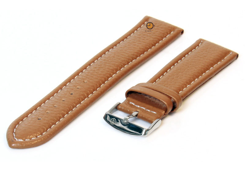 Horlogeband 22mm havannabruin leer (Stier)
