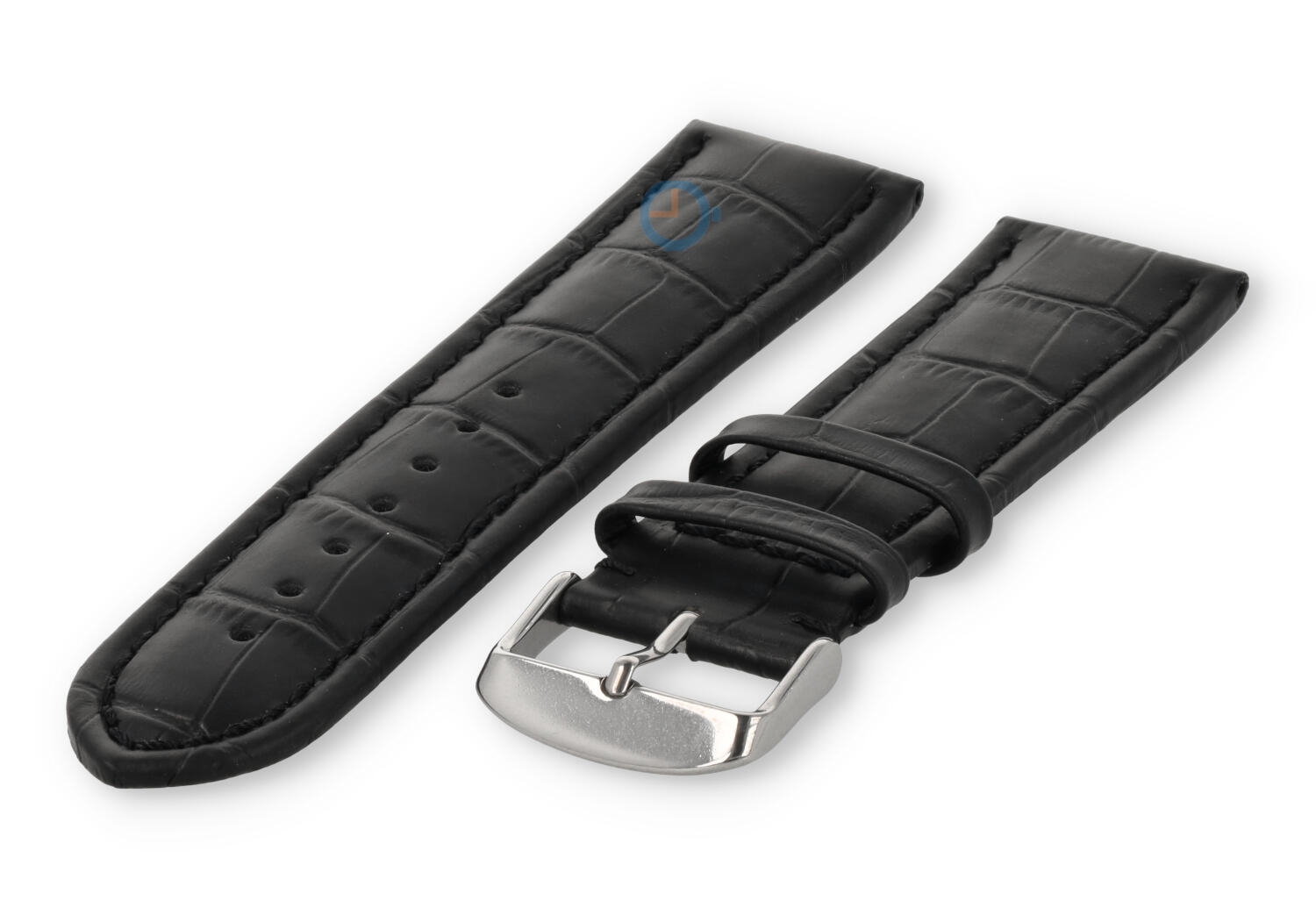 Krachtige horlogeband van kalfsleer - 26mm - zwart