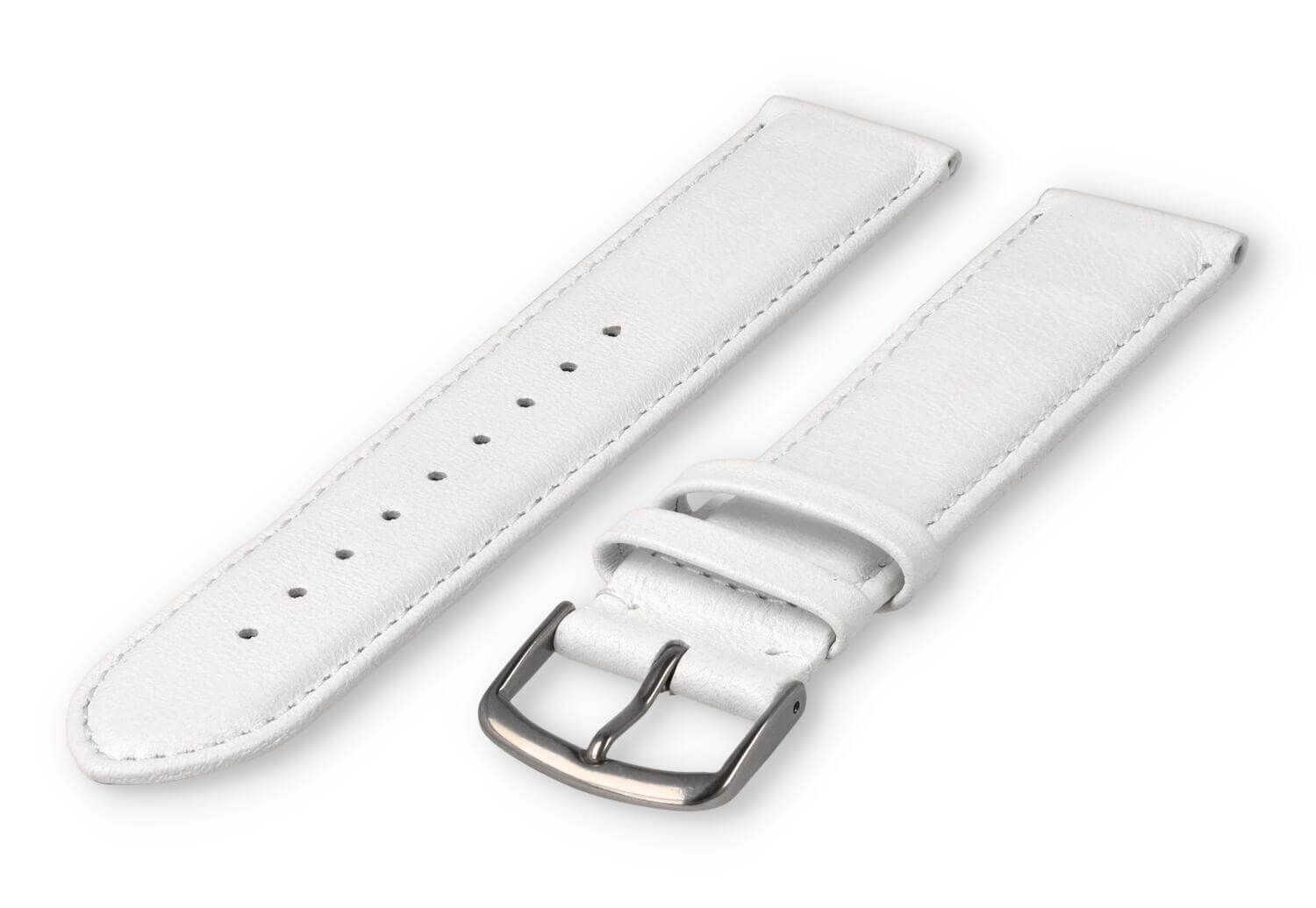 XL horlogeband glad leer - 22mm - wit