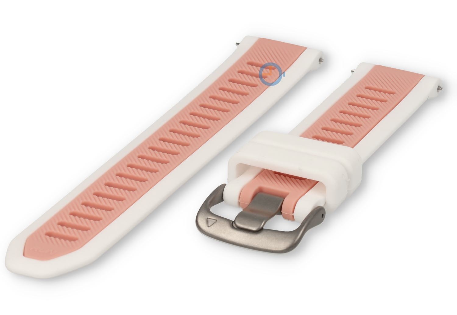 20mm siliconen snelwissel bandje - wit/roze