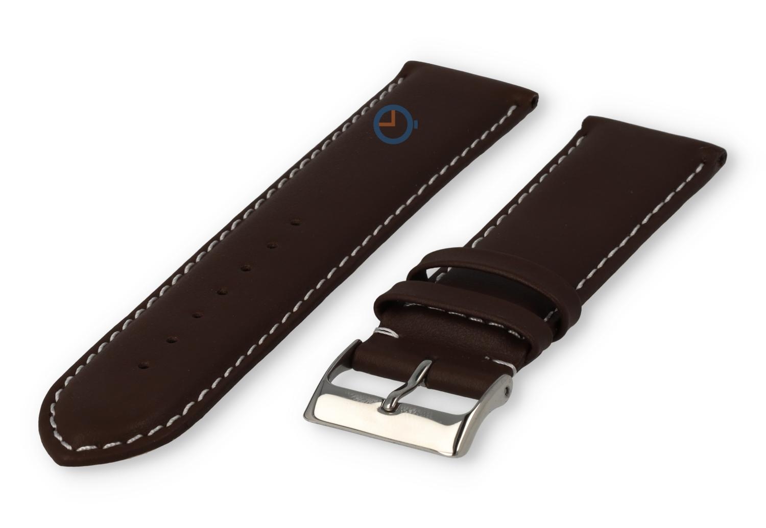 Oneven maat horlogeband leer - 23mm - donkerbruin